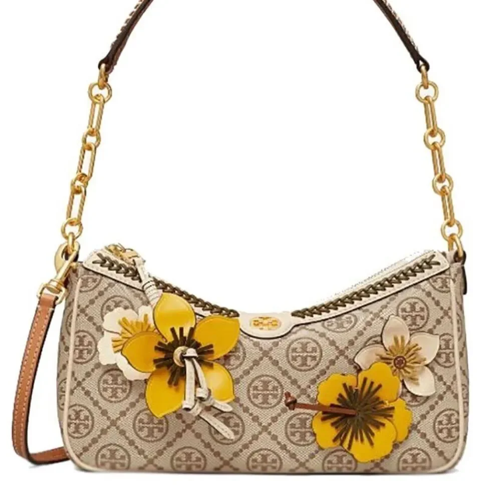 NWT TORY BURCH  T Monogram Braided Floral Studio Shoulder Bag new with tag
